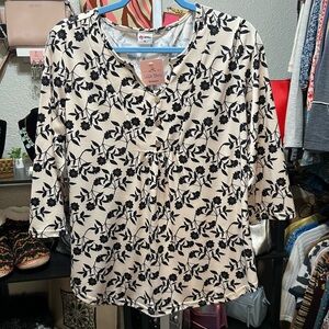 Cream with Black Floral